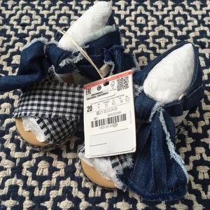 NWT Zara baby girl denim gingham blue sandals